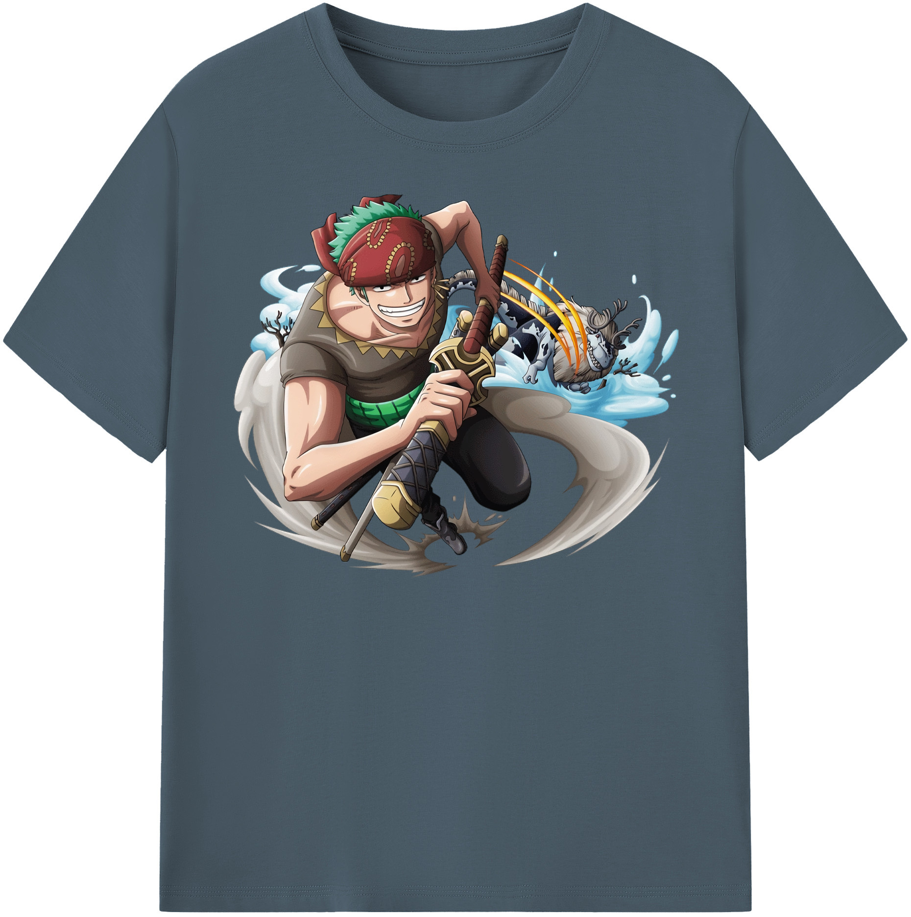ワンピース ロロノア・ゾロ ONE PIECE Roronoa Zoro 綿100％半袖Tシャツ（フロントプリント）